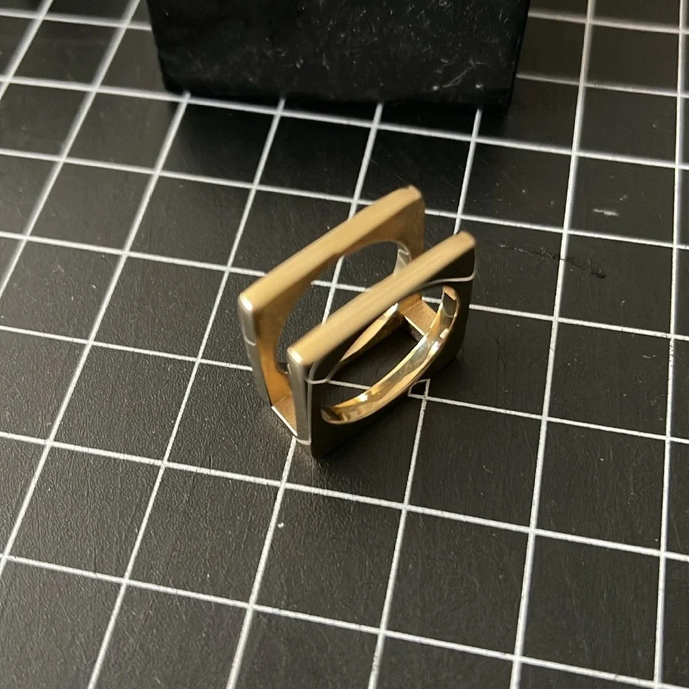 Vitaly Men's Gold Geometric Ring - Picture 3 of 4